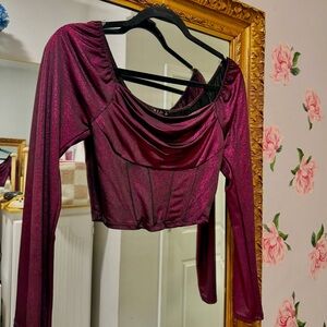 Elegant Burgundy Long Sleeve Top